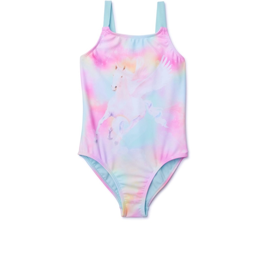 Wonder Nation Girls Unicorn Tie Dye One-Piece Swimsuit, Sizes 7-8